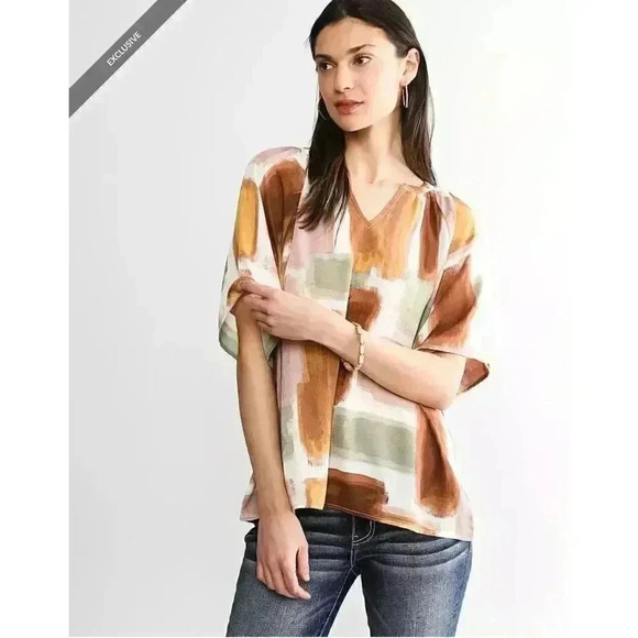 Buckle Black Women's Abstract Chiffon Top - Picture 1 of 6